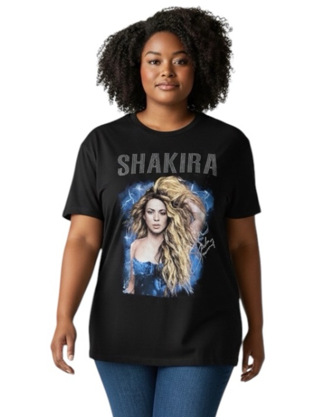 SHAKIRA Black Rhinestones Concert Tshirt